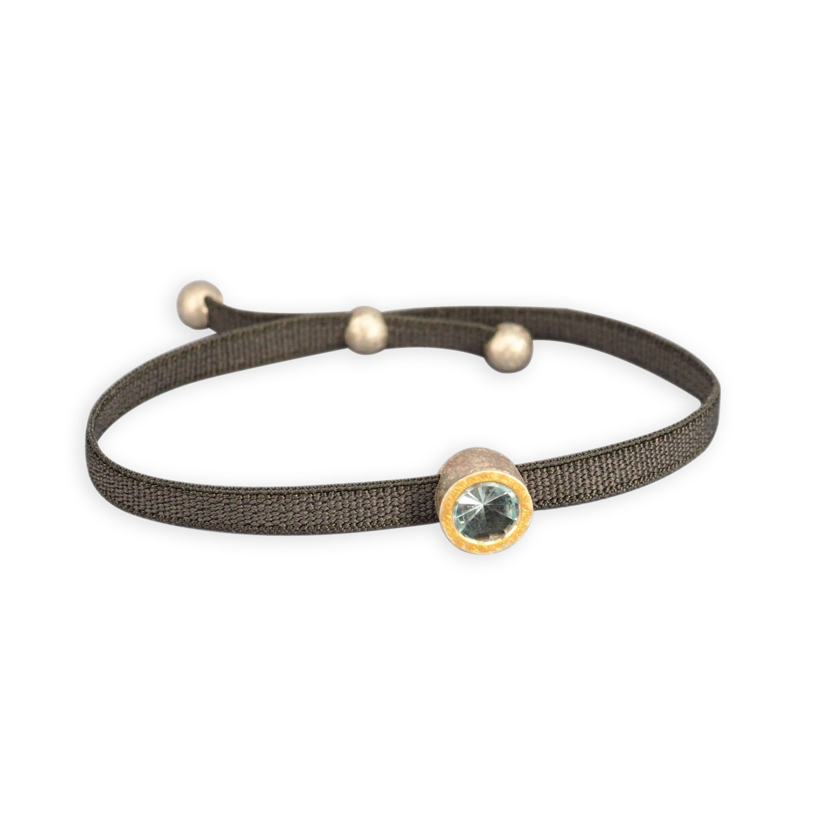 Pulsera elàstica Volúmenes Plata y oro con piedra natural talla radial de 6mm