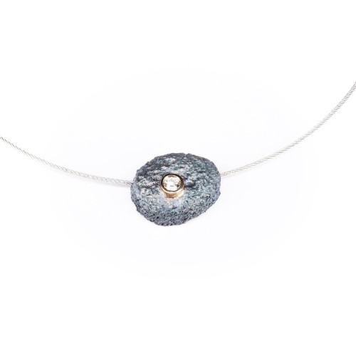 Colgante Oro blanco de 18kt, plata de 925 y diamantes 0,02ct. G/VS