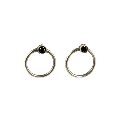 Pendientes Sombras Mínimos Plata de 925 +2 diamante negro de  0,033ct.