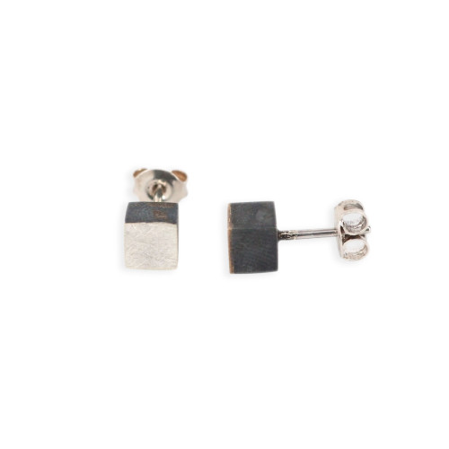 Pendientes Basic cubo Plata 5mm