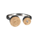 Anillo Basic cilindro doble Plata y Oro + brill de 1,5mm 0,015ct