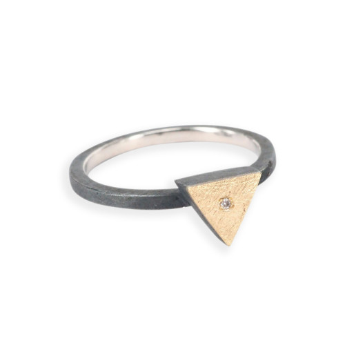 Anillo Basic prisma Plata y Oro brill de 1,5mm 0,015ct